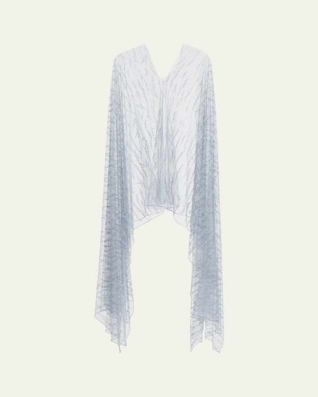Embellished Sheer V-Neck Cape